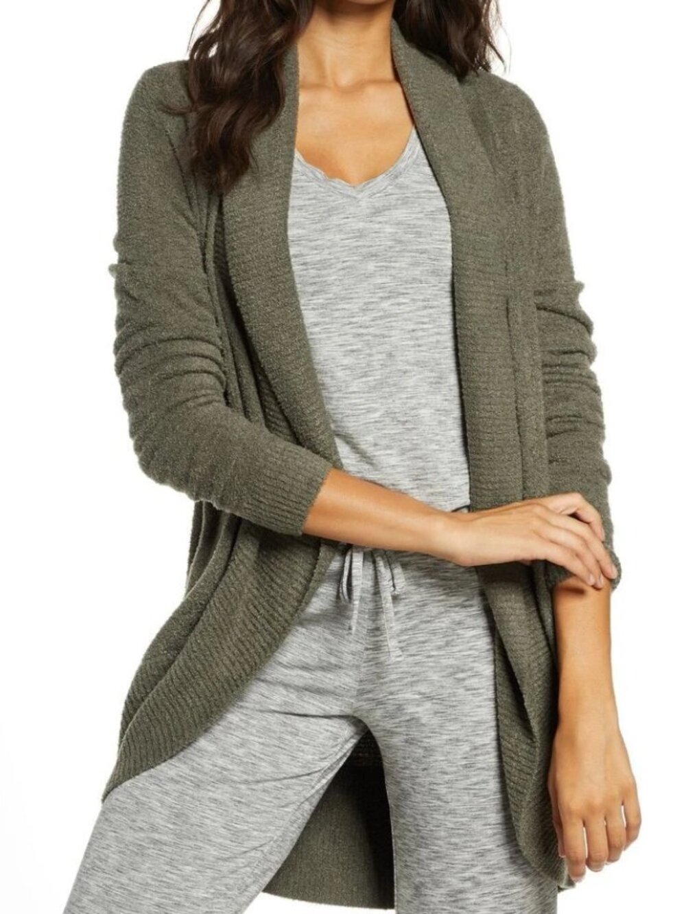 NEW Barefoot Dreams CozyChic Lite Round Cardigan in Mineral XS/S #R102